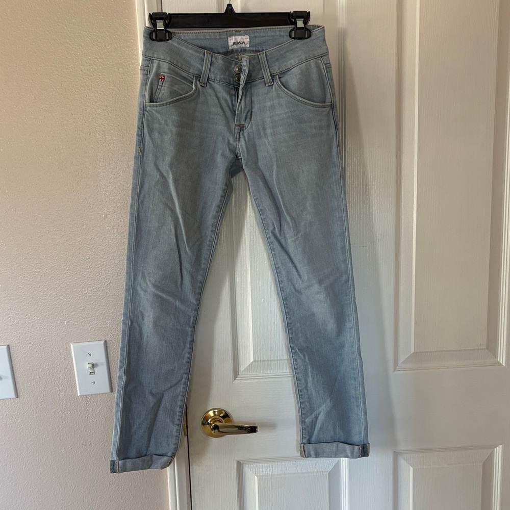 Hudson Jeans Light Wash Cropped Slim Straight Jeans